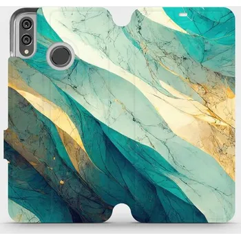 Pouzdro na mobilní telefon Flipové pouzdro Mobiwear - Honor 8X - VP37S Zlatavý a zelenkavý mramor (Knížkové flip pouzdro, obal, kryt na mobil Honor 8X - VP37S Zlatavý a zelenkavý mramor, materiál Umělá kůže + TPU - ochrana 360°, stojánek, silikonová vanička, magnetické zavírání)