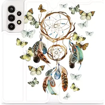 Pouzdro na mobilní telefon Flipové pouzdro Mobiwear - Samsung Galaxy A13 - M001P Lapač a motýlci (Knížkové flip pouzdro, obal, kryt na mobil Samsung Galaxy A13 - M001P Lapač a motýlci, materiál Umělá kůže + TPU - ochrana 360°, stojánek, silikonová vanička, magnetické zavírání)