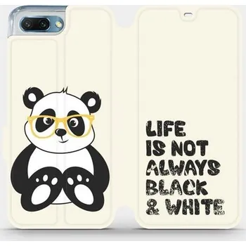 Pouzdro na mobilní telefon Flipové pouzdro Mobiwear - Honor 10 - M041S Panda - life is not always black and white (Knížkové flip pouzdro, obal, kryt na mobil Honor 10 - M041S Panda - life is not always black and white, materiál Umělá kůže + TPU - ochrana 360°, stojánek, silikonová)