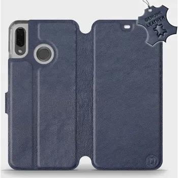 Pouzdro na mobilní telefon Kožené flip pouzdro Mobiwear - Huawei Nova 3 - Modré (Kožené knížkové pouzdro, obal, kryt na mobil Huawei Nova 3, Modré, materiál Genuine Leather, ochrana 360°, stojánek, silikonová vanička, magnetické zavírání)