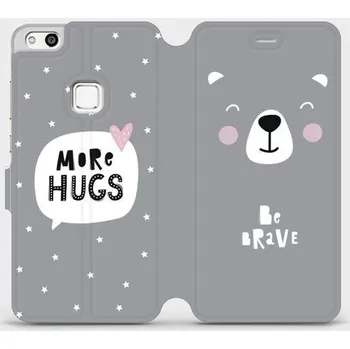 Pouzdro na mobilní telefon Flipové pouzdro Mobiwear - Huawei P10 Lite - MH06P Be brave - more hugs (Knížkové flip pouzdro, obal, kryt na mobil Huawei P10 Lite - MH06P Be brave - more hugs, materiál Umělá kůže + TPU - ochrana 360°, stojánek, silikonová vanička, magnetické zavírání)