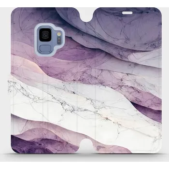 Pouzdro na mobilní telefon Flipové pouzdro Mobiwear - Samsung Galaxy S9 - VP31S Bílý a fialový mramor (Knížkové flip pouzdro, obal, kryt na mobil Samsung Galaxy S9 - VP31S Bílý a fialový mramor, materiál Umělá kůže + TPU - ochrana 360°, stojánek, silikonová vanička, magnetické)
