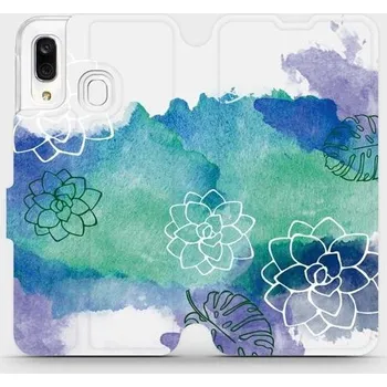 Pouzdro na mobilní telefon Flipové pouzdro Mobiwear - Samsung Galaxy A40 - MG11S Vodovkové květy (Knížkové flip pouzdro, obal, kryt na mobil Samsung Galaxy A40 - MG11S Vodovkové květy, materiál Umělá kůže + TPU - ochrana 360°, stojánek, silikonová vanička, magnetické zavírání)