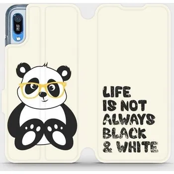 Pouzdro na mobilní telefon Flipové pouzdro Mobiwear - Huawei Y6 2019 - M041S Panda - life is not always black and white (Knížkové flip pouzdro, obal, kryt na mobil Huawei Y6 2019 - M041S Panda - life is not always black and white, materiál Umělá kůže + TPU - ochrana 360°, stojánek,