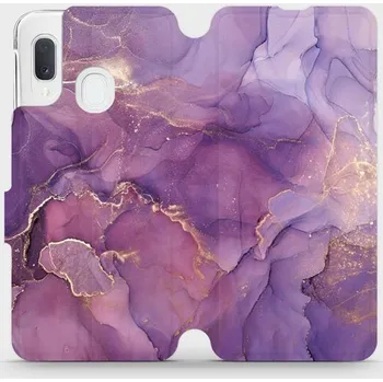 Pouzdro na mobilní telefon Flipové pouzdro Mobiwear - Samsung Galaxy A20e - VP20S Fialový mramor (Knížkové flip pouzdro, obal, kryt na mobil Samsung Galaxy A20e - VP20S Fialový mramor, materiál Umělá kůže + TPU - ochrana 360°, stojánek, silikonová vanička, magnetické zavírání)