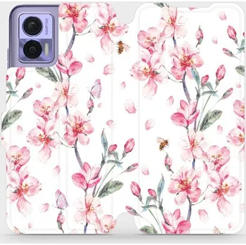 Pouzdro na mobilní telefon Flipové pouzdro Mobiwear - Motorola Edge 30 Neo - M124S Růžové květy (Knížkové flip pouzdro, obal, kryt na mobil Motorola Edge 30 Neo - M124S Růžové květy, materiál Umělá kůže + TPU - ochrana 360°, stojánek, silikonová vanička, magnetické zavírání)