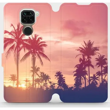 Pouzdro na mobilní telefon Flipové pouzdro Mobiwear - Xiaomi Redmi Note 9 - M134P Palmy a růžová obloha (Knížkové flip pouzdro, obal, kryt na mobil Xiaomi Redmi Note 9 - M134P Palmy a růžová obloha, materiál Umělá kůže + TPU - ochrana 360°, stojánek, silikonová vanička, magnetické)