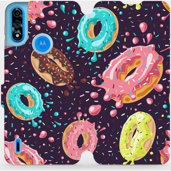 Pouzdro na mobilní telefon Flipové pouzdro Mobiwear - Motorola Moto E7 Power - VP19S Donutky (Knížkové flip pouzdro, obal, kryt na mobil Motorola Moto E7 Power - VP19S Donutky, materiál Umělá kůže + TPU - ochrana 360°, stojánek, silikonová vanička, magnetické zavírání)