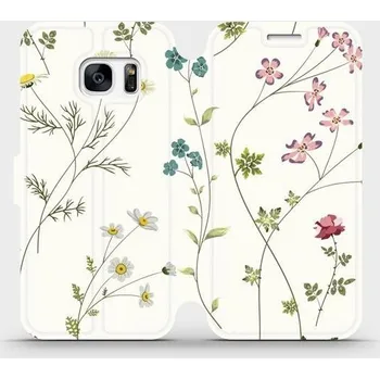 Pouzdro na mobilní telefon Flipové pouzdro Mobiwear - Samsung Galaxy S7 - MD03S Tenké rostlinky s květy (Knížkové flip pouzdro, obal, kryt na mobil Samsung Galaxy S7 - MD03S Tenké rostlinky s květy, materiál Umělá kůže + TPU - ochrana 360°, stojánek, silikonová vanička, magnetické)