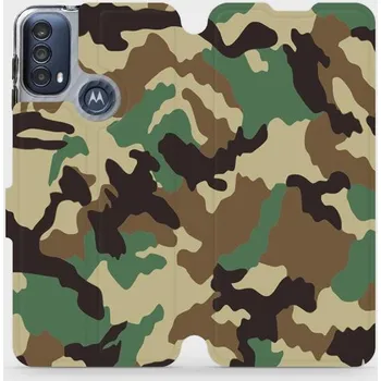 Pouzdro na mobilní telefon Flipové pouzdro Mobiwear - Motorola Moto E40 - V111P Maskáče (Knížkové flip pouzdro, obal, kryt na mobil Motorola Moto E40 - V111P Maskáče, materiál Umělá kůže + TPU - ochrana 360°, stojánek, silikonová vanička, magnetické zavírání)