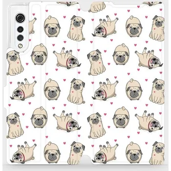 Pouzdro na mobilní telefon Flipové pouzdro Mobiwear - LG Velvet - M097P Mopsíci (Knížkové flip pouzdro, obal, kryt na mobil LG Velvet - M097P Mopsíci, materiál Umělá kůže + TPU - ochrana 360°, stojánek, silikonová vanička, magnetické zavírání)