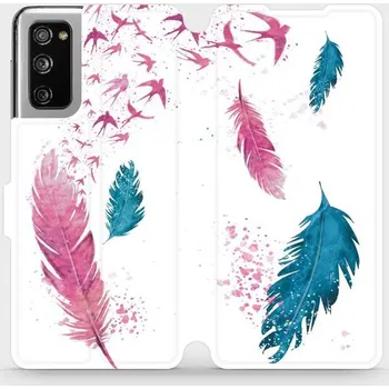 Pouzdro na mobilní telefon Flipové pouzdro Mobiwear - Samsung Galaxy S20 FE - MR08S Pírka (Knížkové flip pouzdro, obal, kryt na mobil Samsung Galaxy S20 FE - MR08S Pírka, materiál Umělá kůže + TPU - ochrana 360°, stojánek, silikonová vanička, magnetické zavírání)