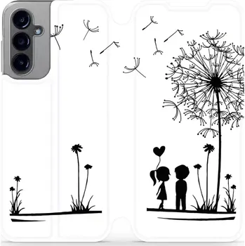 Pouzdro na mobilní telefon Flipové pouzdro Mobiwear - Samsung Galaxy A14 LTE / 5G - MH16P Dvojice s pampeliškou (Knížkové flip pouzdro, obal, kryt na mobil Samsung Galaxy A14 LTE / 5G - MH16P Dvojice s pampeliškou, materiál Umělá kůže + TPU - ochrana 360°, stojánek, silikonová)