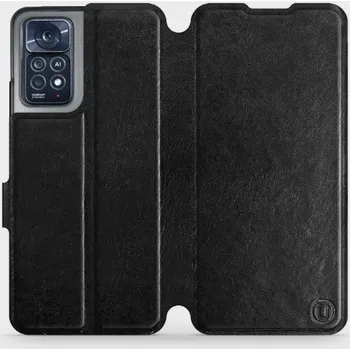 Pouzdro na mobilní telefon Flipové pouzdro Mobiwear - Xiaomi Redmi Note 11 Pro 5G - Černé a šedé (Knížkové flip pouzdro, obal, kryt na mobil Xiaomi Redmi Note 11 Pro 5G - Černé a šedé, materiál Umělá kůže + TPU - ochrana 360°, stojánek, silikonová vanička, magnetické zavírání)