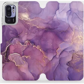 Pouzdro na mobilní telefon Flipové pouzdro Mobiwear - Xiaomi Redmi Note 10 5G - VP20S Fialový mramor (Knížkové flip pouzdro, obal, kryt na mobil Xiaomi Redmi Note 10 5G - VP20S Fialový mramor, materiál Umělá kůže + TPU - ochrana 360°, stojánek, silikonová vanička, magnetické zavírá