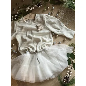 Dívčí svetr Oh Bella Pletený svetr s medívdkem ecru 122 bílá