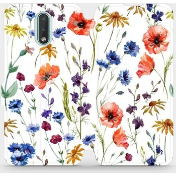 Pouzdro na mobilní telefon Flipové pouzdro Mobiwear - Nokia 2.3 - MP04S Luční kvítí (Knížkové flip pouzdro, obal, kryt na mobil Nokia 2.3 - MP04S Luční kvítí, materiál Umělá kůže + TPU - ochrana 360°, stojánek, silikonová vanička, magnetické zavírání)