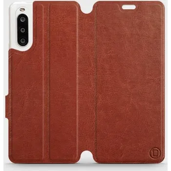 Pouzdro na mobilní telefon Flipové pouzdro Mobiwear - Sony Xperia 10 II - Hnědé a šedé (Knížkové flip pouzdro, obal, kryt na mobil Sony Xperia 10 II - Hnědé a šedé, materiál Umělá kůže + TPU - ochrana 360°, stojánek, silikonová vanička, magnetické zavírání)