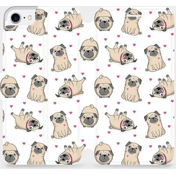 Pouzdro na mobilní telefon Flipové pouzdro Mobiwear - Apple iPhone SE 2020 / SE 2022 - M097P Mopsíci (Knížkové flip pouzdro, obal, kryt na mobil Apple iPhone SE 2020 / SE 2022 - M097P Mopsíci, materiál Umělá kůže + TPU - ochrana 360°, stojánek, silikonová vanička, magnetické zavírá