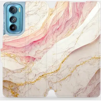 Pouzdro na mobilní telefon Flipové pouzdro Mobiwear - Motorola Edge 30 5G - VP32S Růžový a zlatavý mramor (Knížkové flip pouzdro, obal, kryt na mobil Motorola Edge 30 5G - VP32S Růžový a zlatavý mramor, materiál Umělá kůže + TPU - ochrana 360°, stojánek, silikonová vanička,)