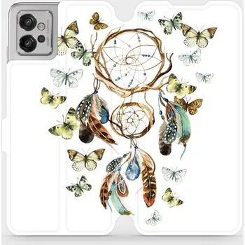 Pouzdro na mobilní telefon Flipové pouzdro Mobiwear - Motorola Moto G32 - M001P Lapač a motýlci (Knížkové flip pouzdro, obal, kryt na mobil Motorola Moto G32 - M001P Lapač a motýlci, materiál Umělá kůže + TPU - ochrana 360°, stojánek, silikonová vanička, magnetické zavírání)