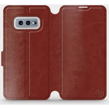 Pouzdro na mobilní telefon Flipové pouzdro Mobiwear - Samsung Galaxy S10e - Hnědé a šedé (Knížkové flip pouzdro, obal, kryt na mobil Samsung Galaxy S10e - Hnědé a šedé, materiál Umělá kůže + TPU - ochrana 360°, stojánek, silikonová vanička, magnetické zavírání)