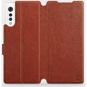 Pouzdro na mobilní telefon Flipové pouzdro Mobiwear - LG Velvet - Hnědé a šedé (Knížkové flip pouzdro, obal, kryt na mobil LG Velvet - Hnědé a šedé, materiál Umělá kůže + TPU - ochrana 360°, stojánek, silikonová vanička, magnetické zavírání)