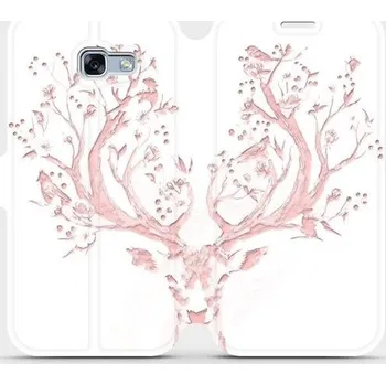 Pouzdro na mobilní telefon Flipové pouzdro Mobiwear - Samsung Galaxy A3 2017 - M007S Růžový jelínek (Knížkové flip pouzdro, obal, kryt na mobil Samsung Galaxy A3 2017 - M007S Růžový jelínek, materiál Umělá kůže + TPU - ochrana 360°, stojánek, silikonová vanička, magnetické zavírání