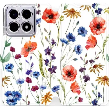Flipové pouzdro Mobiwear - Xiaomi 14T Pro - MP04S Luční kvítí (Knížkové flip pouzdro, obal, kryt na mobil Xiaomi 14T Pro - MP04S Luční kvítí, materiál Umělá kůže + TPU - ochrana 360°, stojánek, silikonová vanička, magnetické zavírání)