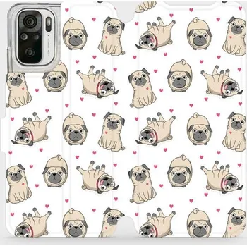 Pouzdro na mobilní telefon Flipové pouzdro Mobiwear - Xiaomi Redmi Note 10S - M097P Mopsíci (Knížkové flip pouzdro, obal, kryt na mobil Xiaomi Redmi Note 10S - M097P Mopsíci, materiál Umělá kůže + TPU - ochrana 360°, stojánek, silikonová vanička, magnetické zavírání)