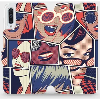 Pouzdro na mobilní telefon Flipové pouzdro Mobiwear - Samsung Galaxy A50 - VP18P Komiks (Knížkové flip pouzdro, obal, kryt na mobil Samsung Galaxy A50 - VP18P Komiks, materiál Umělá kůže + TPU - ochrana 360°, stojánek, silikonová vanička, magnetické zavírání)