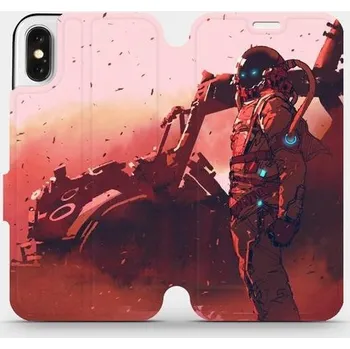 Pouzdro na mobilní telefon Flipové pouzdro Mobiwear - Apple iPhone X - MA09S Průzkumník s červeným vozítkem (Knížkové flip pouzdro, obal, kryt na mobil Apple iPhone X - MA09S Průzkumník s červeným vozítkem, materiál Umělá kůže + TPU - ochrana 360°, stojánek, silikonová vanička,)