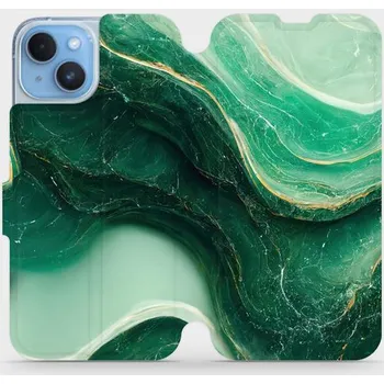 Pouzdro na mobilní telefon Flipové pouzdro Mobiwear - Apple iPhone 14 - VP38S Zelený mramor (Knížkové flip pouzdro, obal, kryt na mobil Apple iPhone 14 - VP38S Zelený mramor, materiál Umělá kůže + TPU - ochrana 360°, stojánek, silikonová vanička, magnetické zavírání)