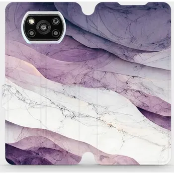 Pouzdro na mobilní telefon Flipové pouzdro Mobiwear - Xiaomi POCO X3 Pro - VP31S Bílý a fialový mramor (Knížkové flip pouzdro, obal, kryt na mobil Xiaomi POCO X3 Pro - VP31S Bílý a fialový mramor, materiál Umělá kůže + TPU - ochrana 360°, stojánek, silikonová vanička, magnetické)