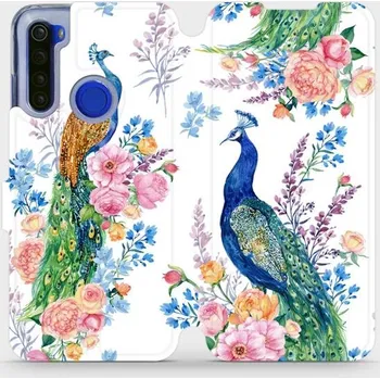 Pouzdro na mobilní telefon Flipové pouzdro Mobiwear - Xiaomi Redmi Note 8T - MX08S Pávi (Knížkové flip pouzdro, obal, kryt na mobil Xiaomi Redmi Note 8T - MX08S Pávi, materiál Umělá kůže + TPU - ochrana 360°, stojánek, silikonová vanička, magnetické zavírání)