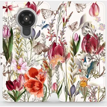 Pouzdro na mobilní telefon Flipové pouzdro Mobiwear - Nokia 5.3 - MP01S Rozkvetlá louka (Knížkové flip pouzdro, obal, kryt na mobil Nokia 5.3 - MP01S Rozkvetlá louka, materiál Umělá kůže + TPU - ochrana 360°, stojánek, silikonová vanička, magnetické zavírání)