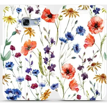 Pouzdro na mobilní telefon Flipové pouzdro Mobiwear - Samsung Galaxy A3 2017 - MP04S Luční kvítí (Knížkové flip pouzdro, obal, kryt na mobil Samsung Galaxy A3 2017 - MP04S Luční kvítí, materiál Umělá kůže + TPU - ochrana 360°, stojánek, silikonová vanička, magnetické zavírání)