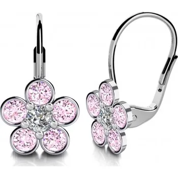 Náušnice Couple, Drobné květinové náušnice Briony II, bílé zlato s&nbsp;barevnými zirkony, 585-68-3-0331.1B00.0.00.208.07