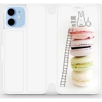 Pouzdro na mobilní telefon Flipové pouzdro Mobiwear - Apple iPhone 12 mini - M090P Makronky - have a nice day (Knížkové flip pouzdro, obal, kryt na mobil Apple iPhone 12 mini - M090P Makronky - have a nice day, materiál Umělá kůže + TPU - ochrana 360°, stojánek, silikonová vanička,