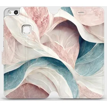 Pouzdro na mobilní telefon Flipové pouzdro Mobiwear - Huawei P10 Lite - VP33S Růžový a zelenkavý mramor (Knížkové flip pouzdro, obal, kryt na mobil Huawei P10 Lite - VP33S Růžový a zelenkavý mramor, materiál Umělá kůže + TPU - ochrana 360°, stojánek, silikonová vanička, magnetické)