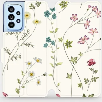 Pouzdro na mobilní telefon Flipové pouzdro Mobiwear - Samsung Galaxy A53 5G - MD03S Tenké rostlinky s květy (Knížkové flip pouzdro, obal, kryt na mobil Samsung Galaxy A53 5G - MD03S Tenké rostlinky s květy, materiál Umělá kůže + TPU - ochrana 360°, stojánek, silikonová vanička,)