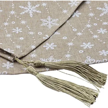 Vánoční dekorace Dakls Textilní běhoun PTC4371 béžový - vločky 180 x 32 cm