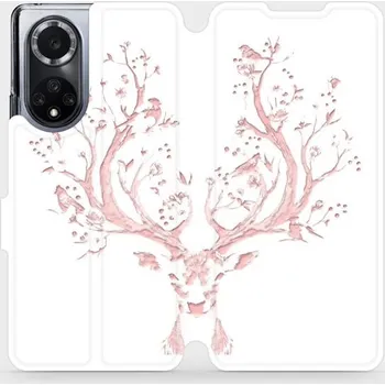 Pouzdro na mobilní telefon Flipové pouzdro Mobiwear - Huawei Nova 9 - M007S Růžový jelínek (Knížkové flip pouzdro, obal, kryt na mobil Huawei Nova 9 - M007S Růžový jelínek, materiál Umělá kůže + TPU - ochrana 360°, stojánek, silikonová vanička, magnetické zavírání)