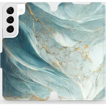 Pouzdro na mobilní telefon Flipové pouzdro Mobiwear - Samsung Galaxy S22 - VP34S Zelenkavý a zlatavý mramor (Knížkové flip pouzdro, obal, kryt na mobil Samsung Galaxy S22 - VP34S Zelenkavý a zlatavý mramor, materiál Umělá kůže + TPU - ochrana 360°, stojánek, silikonová vanička,)