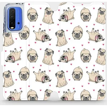 Pouzdro na mobilní telefon Flipové pouzdro Mobiwear - Xiaomi Redmi 9T - M097P Mopsíci (Knížkové flip pouzdro, obal, kryt na mobil Xiaomi Redmi 9T - M097P Mopsíci, materiál Umělá kůže + TPU - ochrana 360°, stojánek, silikonová vanička, magnetické zavírání)
