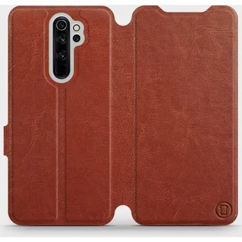Pouzdro na mobilní telefon Flipové pouzdro Mobiwear - Xiaomi Redmi Note 8 Pro - Hnědé a šedé (Knížkové flip pouzdro, obal, kryt na mobil Xiaomi Redmi Note 8 Pro - Hnědé a šedé, materiál Umělá kůže + TPU - ochrana 360°, stojánek, silikonová vanička, magnetické zavírání)