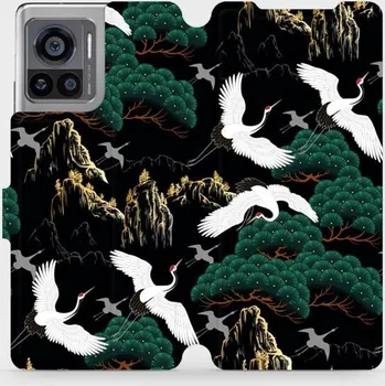 Pouzdro na mobilní telefon Flipové pouzdro Mobiwear - Motorola Edge 30 Ultra - VP16S Jeřábi (Knížkové flip pouzdro, obal, kryt na mobil Motorola Edge 30 Ultra - VP16S Jeřábi, materiál Umělá kůže + TPU - ochrana 360°, stojánek, silikonová vanička, magnetické zavírání)