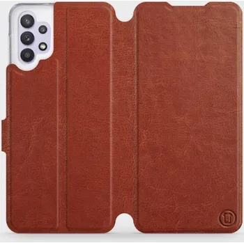 Pouzdro na mobilní telefon Flipové pouzdro Mobiwear - Samsung Galaxy A32 5G - Hnědé a šedé (Knížkové flip pouzdro, obal, kryt na mobil Samsung Galaxy A32 5G - Hnědé a šedé, materiál Umělá kůže + TPU - ochrana 360°, stojánek, silikonová vanička, magnetické zavírání)