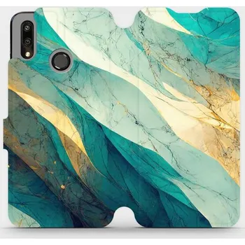Pouzdro na mobilní telefon Flipové pouzdro Mobiwear - Huawei P Smart 2019 - VP37S Zlatavý a zelenkavý mramor (Knížkové flip pouzdro, obal, kryt na mobil Huawei P Smart 2019 - VP37S Zlatavý a zelenkavý mramor, materiál Umělá kůže + TPU - ochrana 360°, stojánek, silikonová vanička,)