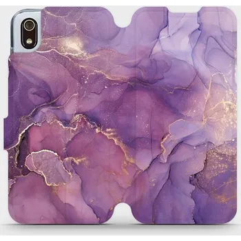 Pouzdro na mobilní telefon Flipové pouzdro Mobiwear - Xiaomi Redmi 7A - VP20S Fialový mramor (Knížkové flip pouzdro, obal, kryt na mobil Xiaomi Redmi 7A - VP20S Fialový mramor, materiál Umělá kůže + TPU - ochrana 360°, stojánek, silikonová vanička, magnetické zavírání)